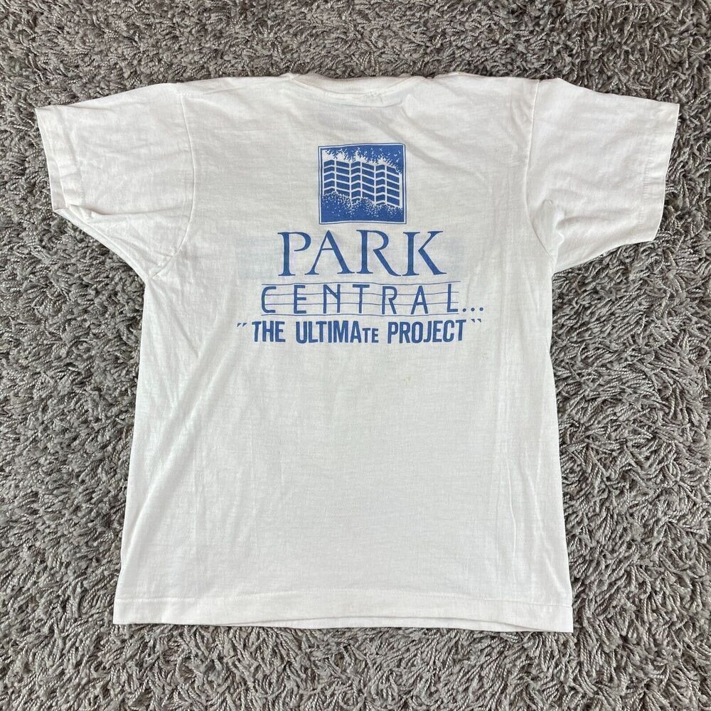 Vintage 70s Central Park Shirt Mens Medium M White Made in USA New York Logo